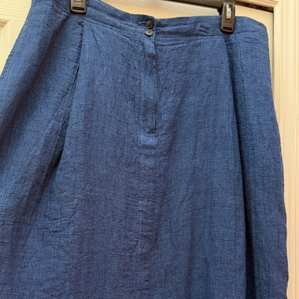 Poetry Deep Blue Midi Skirt, 100% linen, size 16, pockets - Picture 3 of 12